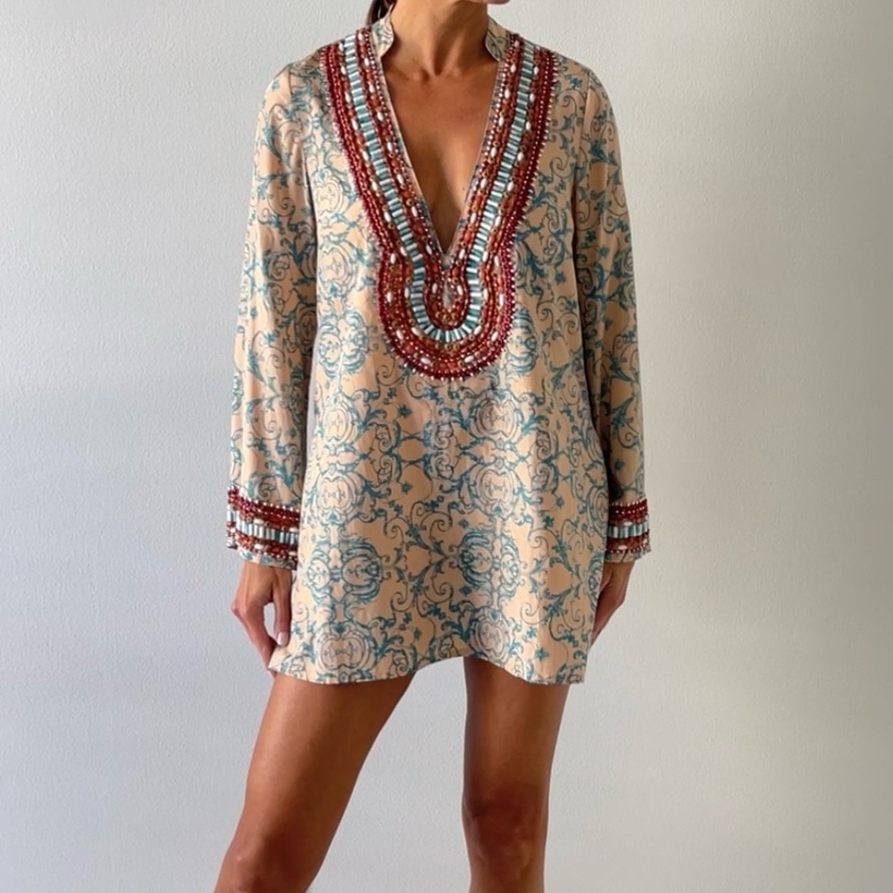 Multicolor Tunic or mini dress 
With beading detail